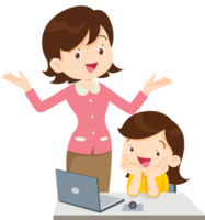 teacher and student learn computer png