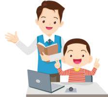 teacher and student learn computer png