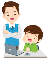 teacher and student learn computer png