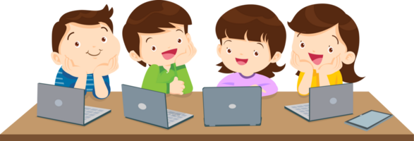 teacher and student learn computer png