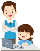 teacher and student learn computer png