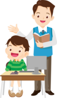 teacher and student learn computer png