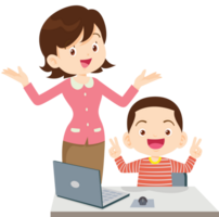 teacher and student learn computer png