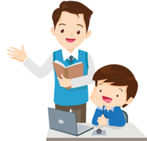 teacher and student learn computer png