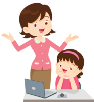 teacher and student learn computer png