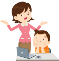 teacher and student learn computer png