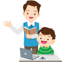 teacher and student learn computer png