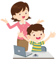 teacher and student learn computer png