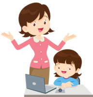 teacher and student learn computer png