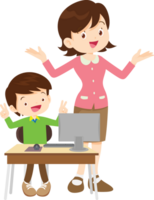 teacher and student learn computer png