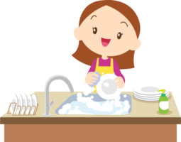 cute people washing dishes png