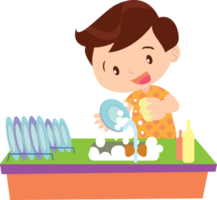 cute people washing dishes png