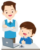 teacher and student learn computer png