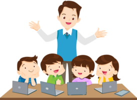 teacher and student learn computer png