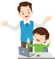 teacher and student learn computer png