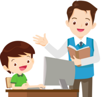 teacher and student learn computer png
