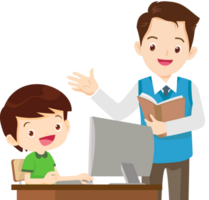 profesor y estudiante aprender computadora png