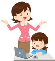 teacher and student learn computer png