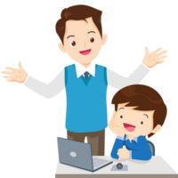 teacher and student learn computer png