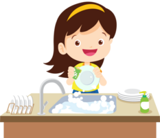 cute people washing dishes png