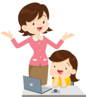 teacher and student learn computer png