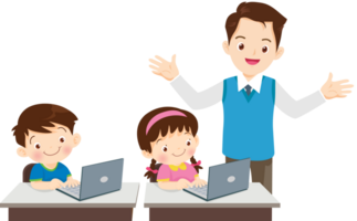 leraar en leerling leren computer png