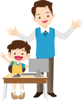 teacher and student learn computer png