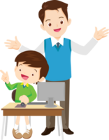 teacher and student learn computer png