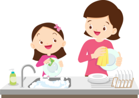 cute people washing dishes png