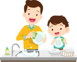 cute people washing dishes png