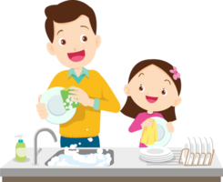 cute people washing dishes png