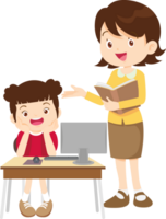 teacher and student learn computer png