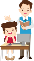 teacher and student learn computer png