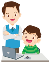 teacher and student learn computer png