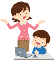 teacher and student learn computer png