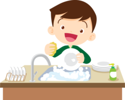 cute people washing dishes png