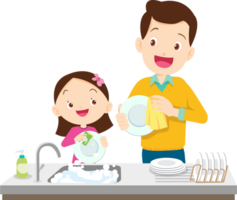 cute people washing dishes png