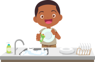 cute people washing dishes png