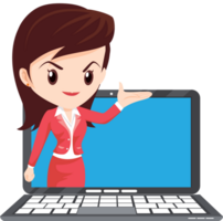 business woman present with technology png