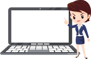 företag kvinna närvarande med teknologi png