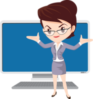 business woman present with technology png