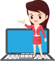 business woman present with technology png