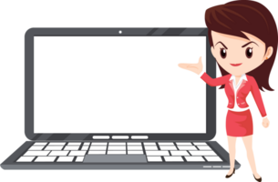 företag kvinna närvarande med teknologi png