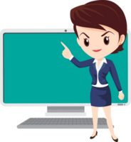 business woman present with technology png