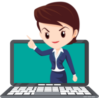 business woman present with technology png