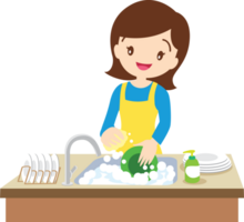 cute people washing dishes png