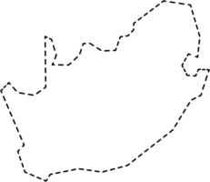 dash line drawing of south africa map. png