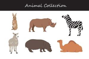 Animals collection isolated on white background. Flat style vector illustration.