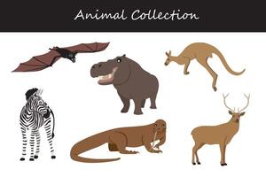 Animals collection isolated on white background. Flat style vector illustration.