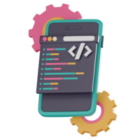 mobil app utveckling, språk utveckling, programvara programmering. 3d framställa png